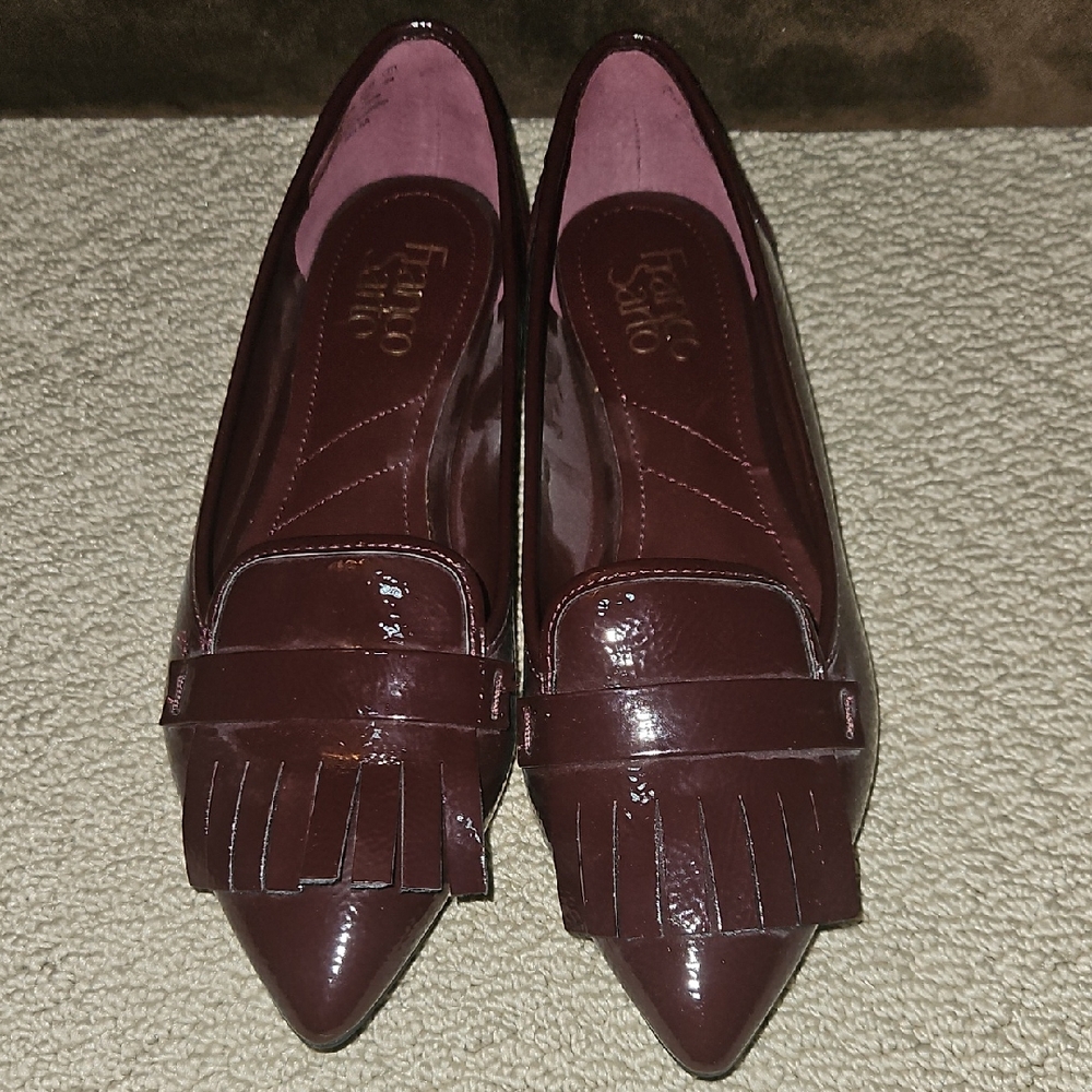Franco Sarto Women's Pointed Fringe Loafers in Burgundy